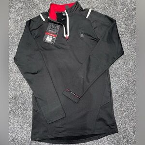 Men’s Medium Spyder Active Wear quarter zip long sleeve: black and red.
